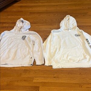 White Graphic Hoodies - Vans Off the Wall size M  and Fresh Vibes size L